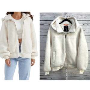 Orolay Full-Zip Oversized Sherpa Fleece Jacket Off White Cream Medium NWT